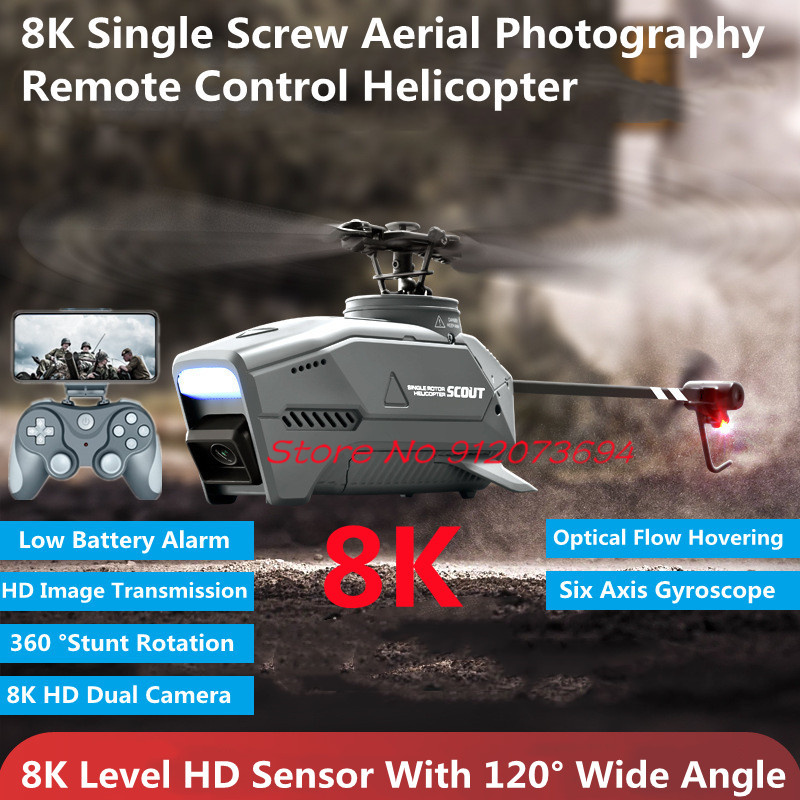Rc Helicopter Nitro - 8K HD Dual Camera 120°Wide Angle